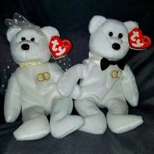 Ty Beanie Babies "Mr. & Mrs." The Wedding Bears with mint tags tags Retired 2001